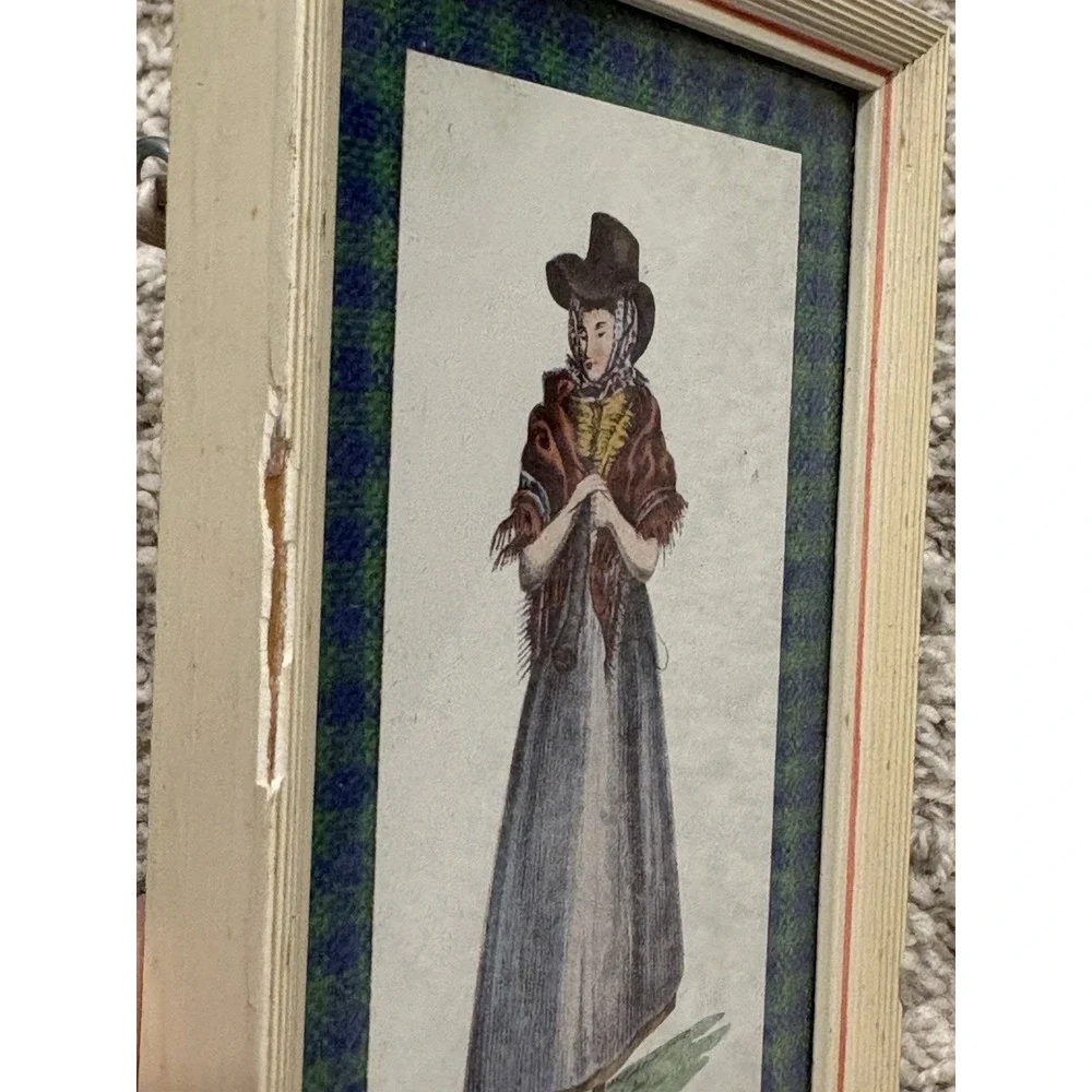 4 VTG Cambrian Costumes Welsh Gwent Gower Lady Llanover Postcards Oxford Framed